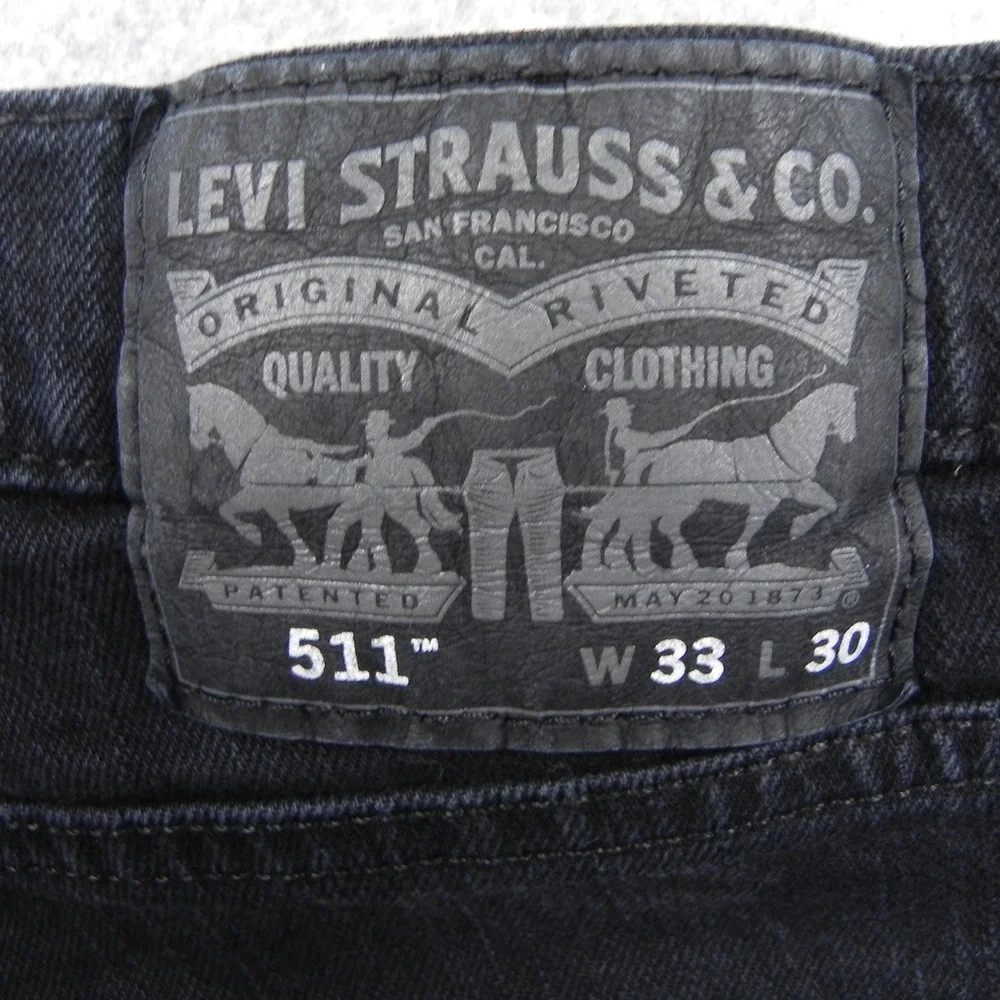 Levi's 511 Jeans Mens 33x30 Slim Fit Black Denim Pants Stretch Everyday Casual